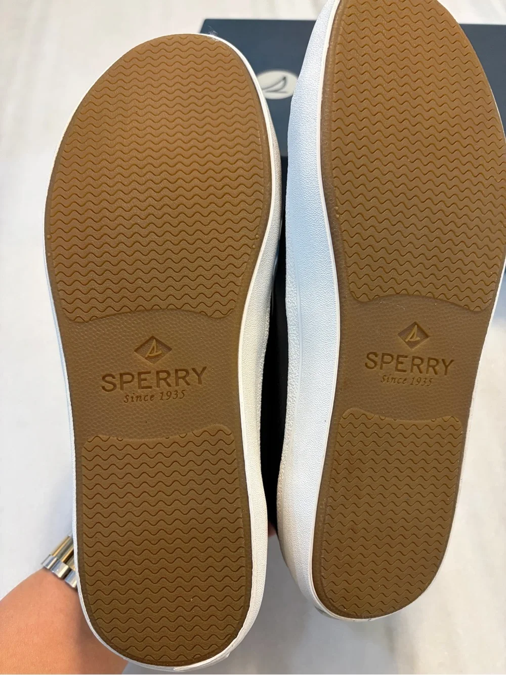 Sperry Black Leather Low-Top Sneakers with White Sole